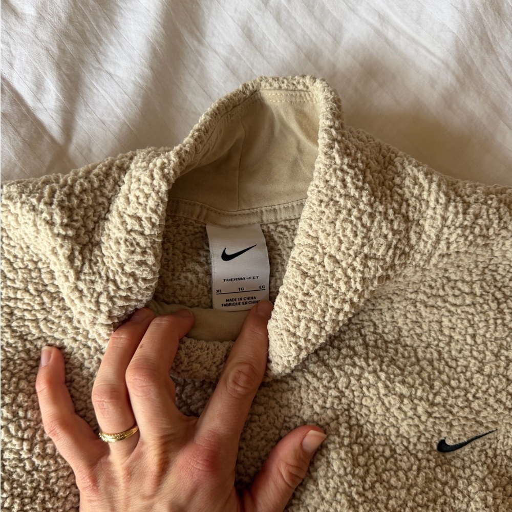 Nike Beige Sherpa Fleece Jacket